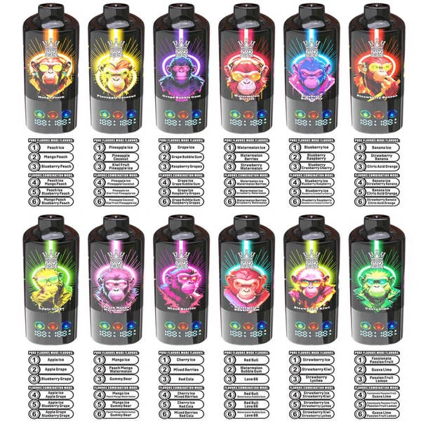 Bang Legend 150K 6-in-1 adjustable flavors chart showing all variants and their numbered flavor rotation combinations